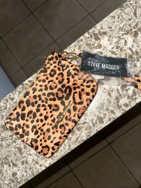 Steve Madden Leopard Print Wristlet - Orange and Black